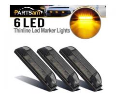 LED Center Grille Running Marker Light Kit 3Pcs 4" Inch Amber Smoke Lens Pro K668