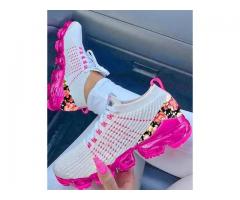 White and pink floral sneaks