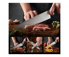 Chef Knife 8-inch Professional Knife with Ergonomic Handle and Knife Sharpener