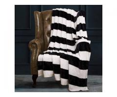 Black and White Flannel Throw Blanket, Super Soft (51"x 68")