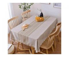 Cloth Tassel Cotton Linen Table Cover 58”x86”