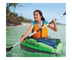 Intex Challenger K1 Inflatable Single Person Kayak Set and Accessory Kit w/ Pump
