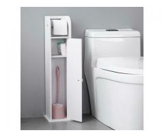 Durable Narrow Bathroom Cabinet for PVC Toilet Paper Towel with Paper Roll White